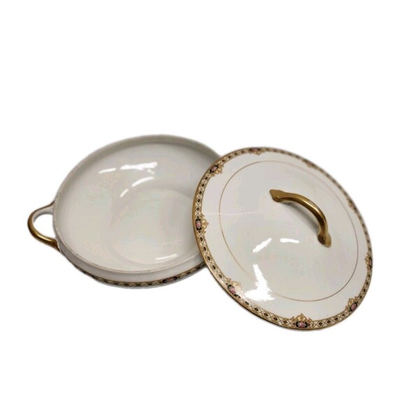 Noritake The Ceylon Oval Covered Vegetable Dish Roses on Black Japan - Picture 3 of 7